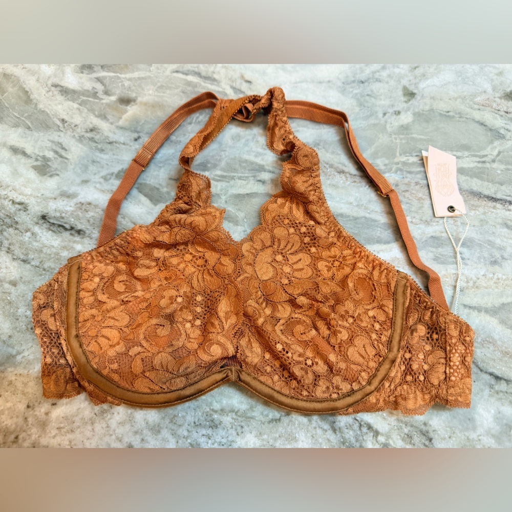 NWT We Are HAH Hot As Hell 2 Timer Lace Bra Brown Sugar Cognac 30-38B